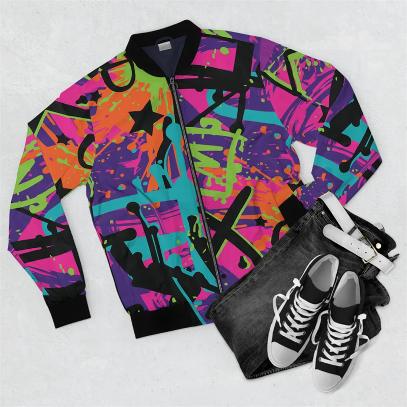 Mens Fashion Bomber Jacket - Harajuku Y2K Zipper Golf Coat For
