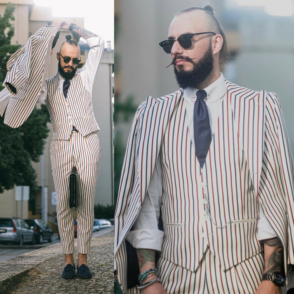 Mens Fashion Trajes - Fashion 3 Pieces Pinstripe Men Suit