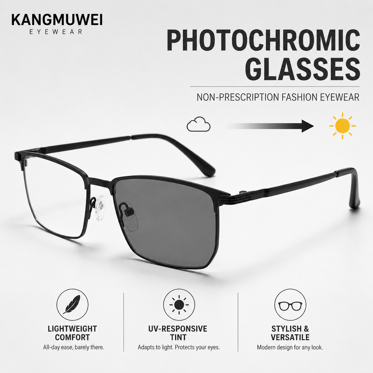 Men'S Fashion Non Prescription Glasses - Kangmuwei Men's Fashion Metal Full Frame