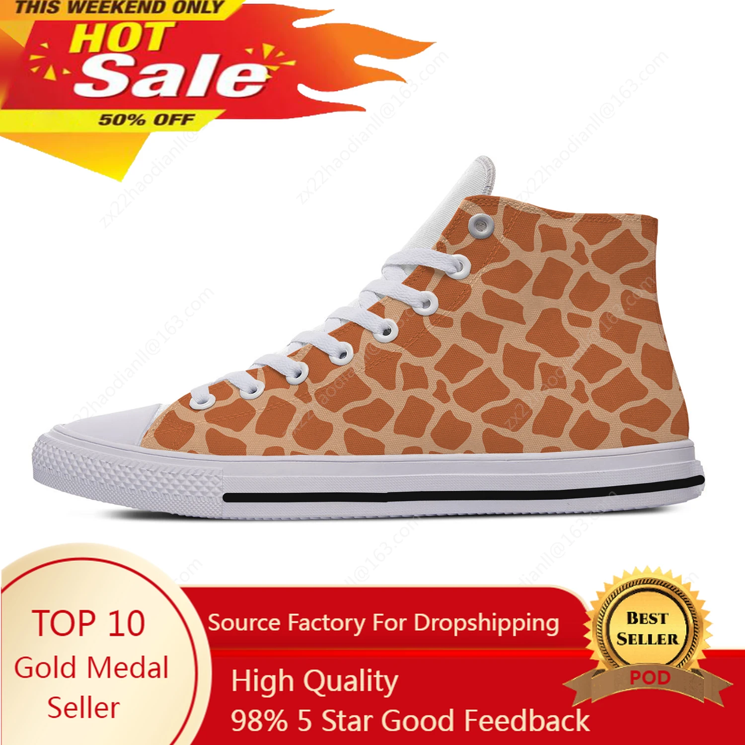 Men'S Fashion Running Shoes - Giraffe Animal High Top Sneakers Mens
