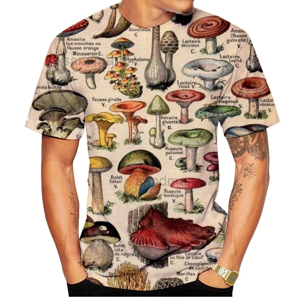 Men'S Fashion Oversized T Shirt - Men T-shirt Retro Mushroom Tee Summer
