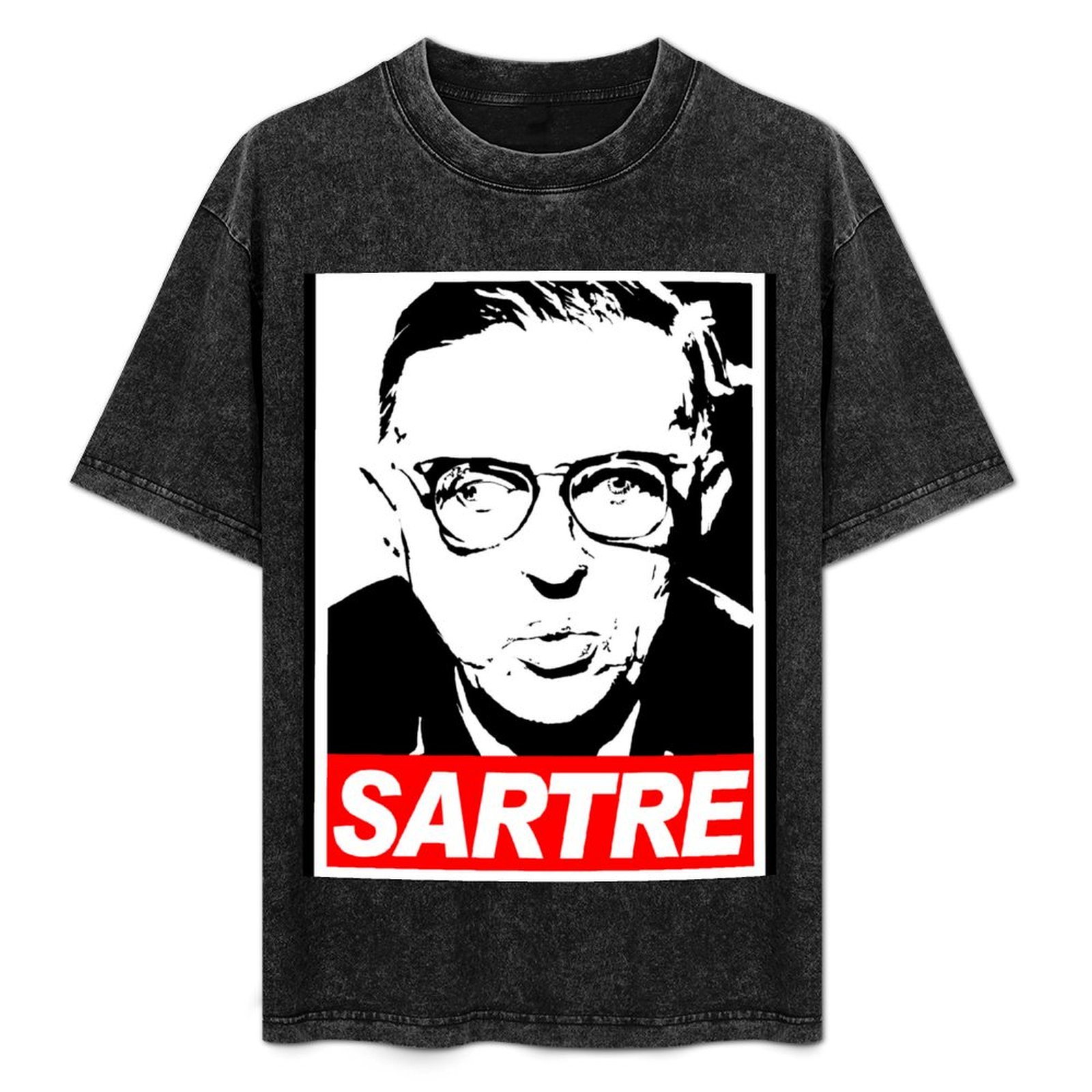 Jeans Shirt Fashion For Men - Jean-Paul Sartre T-Shirt Fashion Letter Print