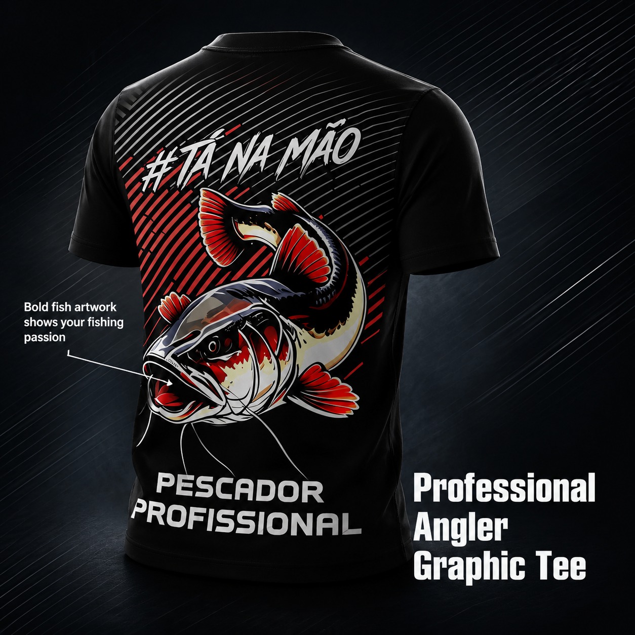 Mens Fashion Style Images - Fisherman's Round Neck, Black And Red