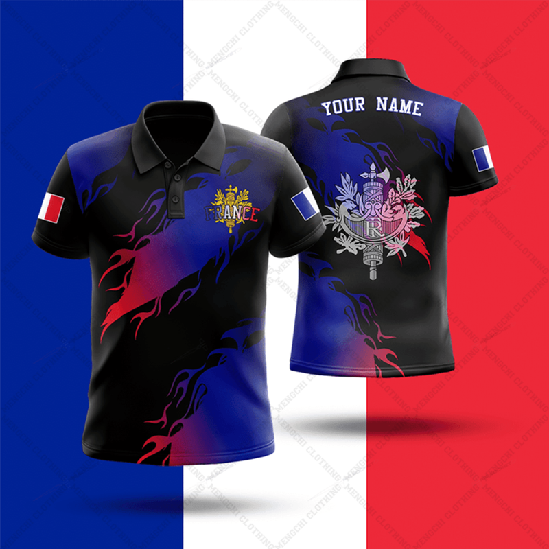 Men'S Fashion Names - Custom Name France Flag Graphic Polo