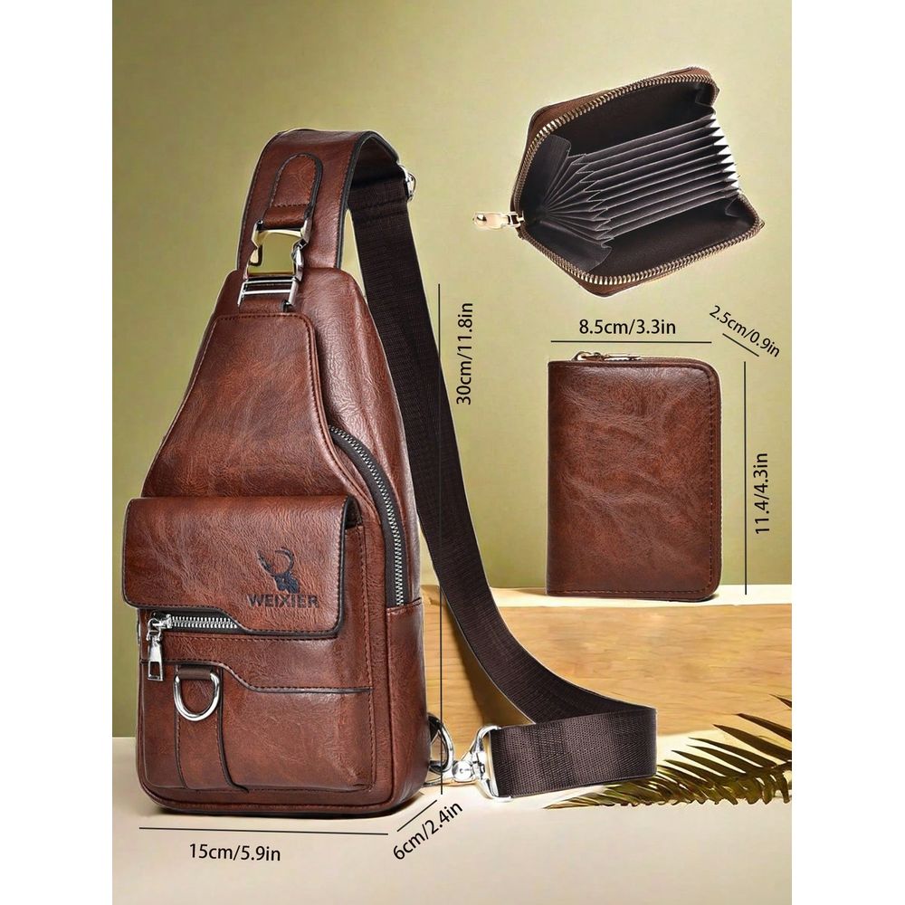 Men'S Fashion Bag - Fashionable Minimalist Solid Color Adjustable Strap