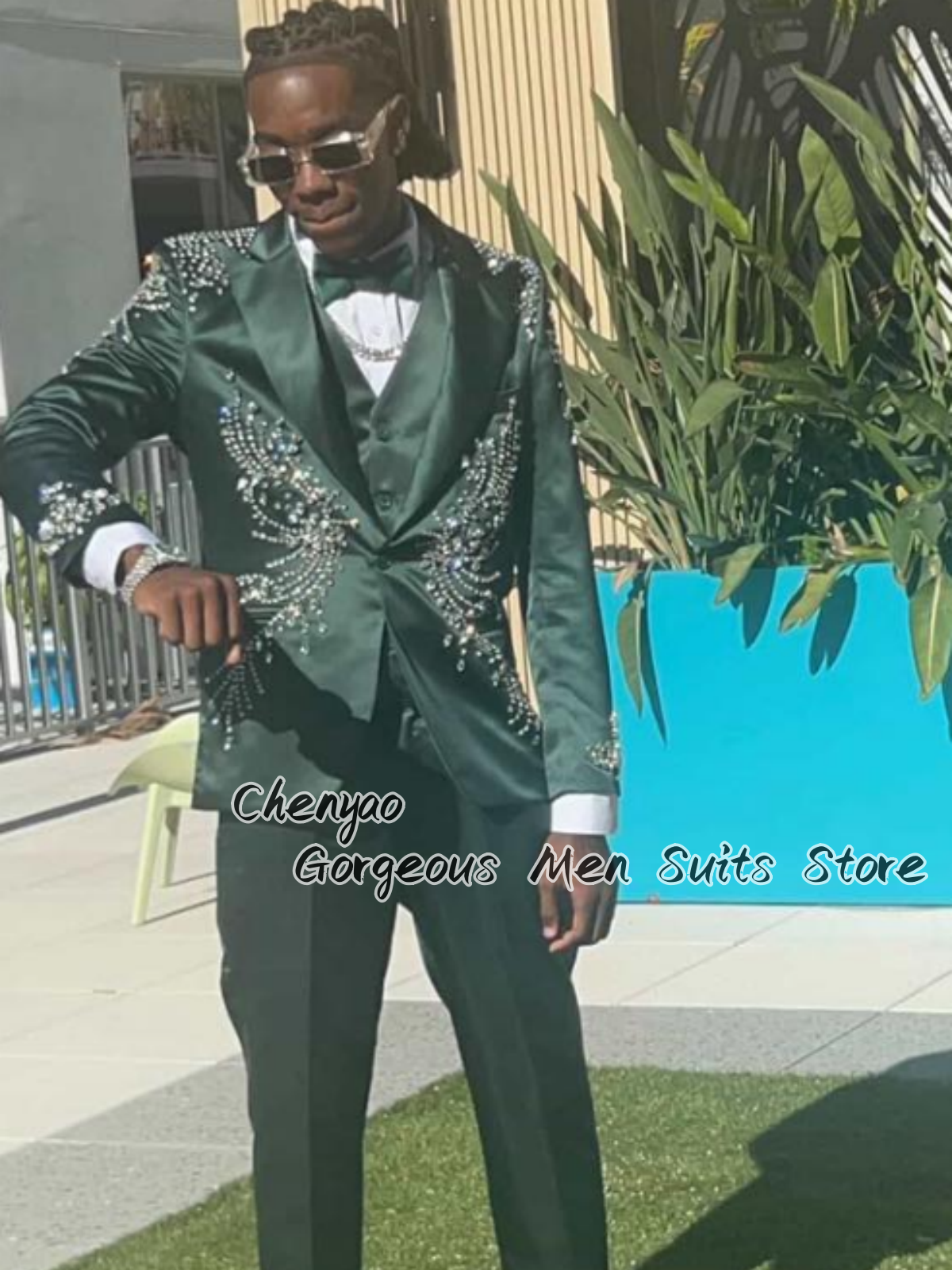 Mens Fashion Trajes - Elegant Fashion Rhinestone Men Suits Slim