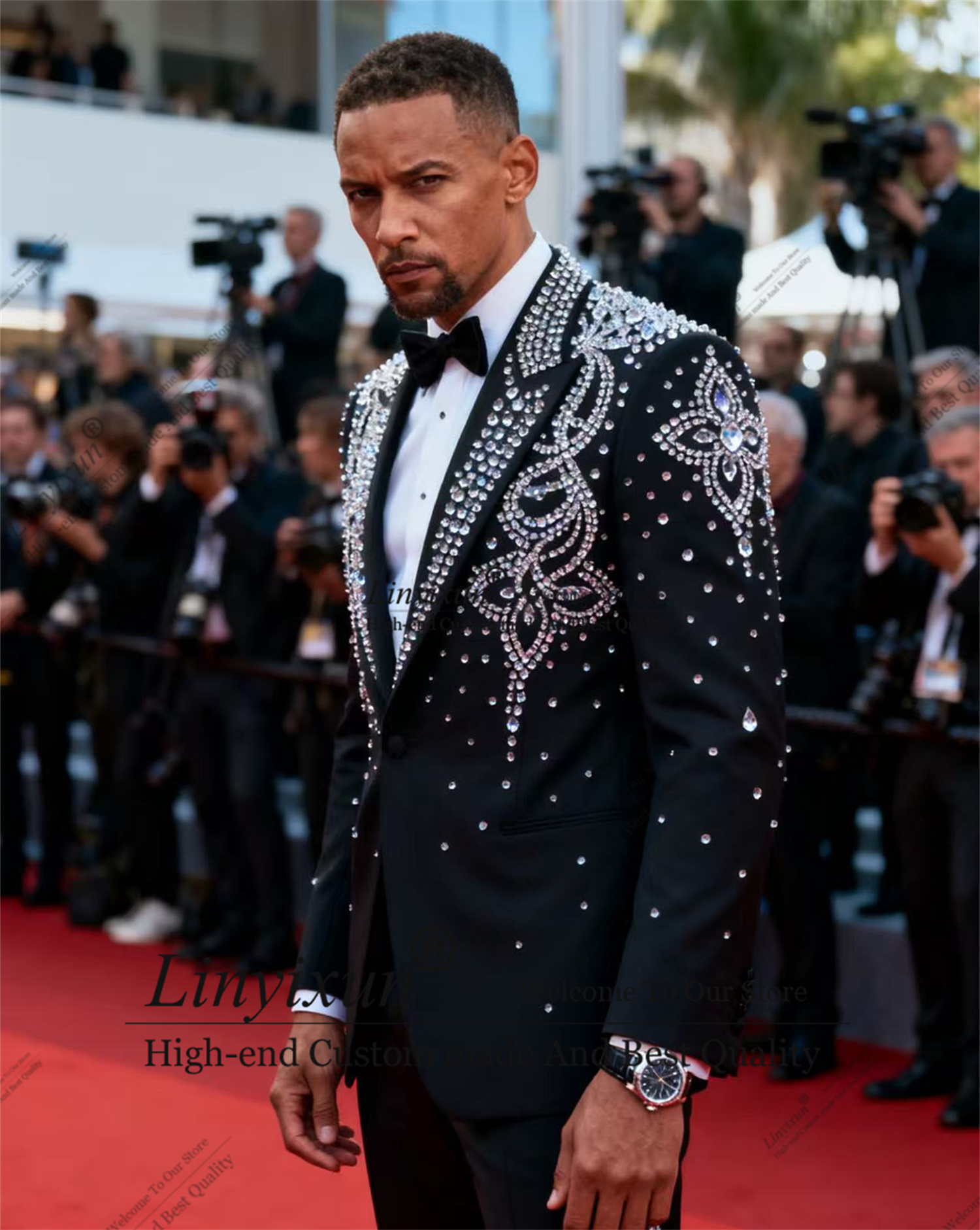 Mens Fashion Trajes - Sparkly Beaded Crystal Men's Tuxedo Suit