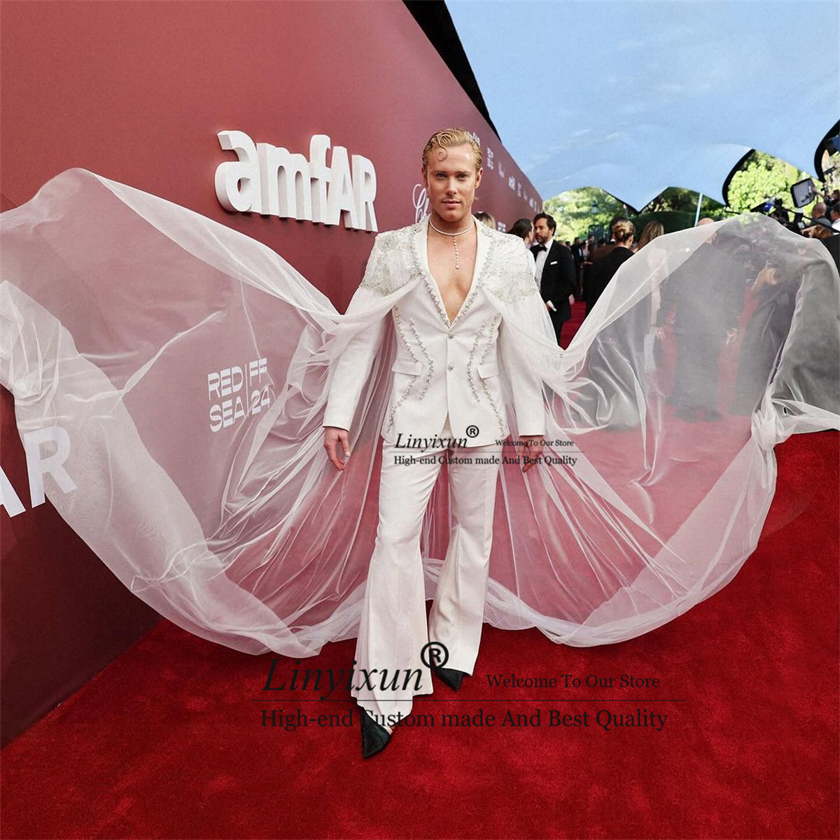 Mens Fashion Trajes - Fashion Beaded Gem Crystals Tuxedos Men