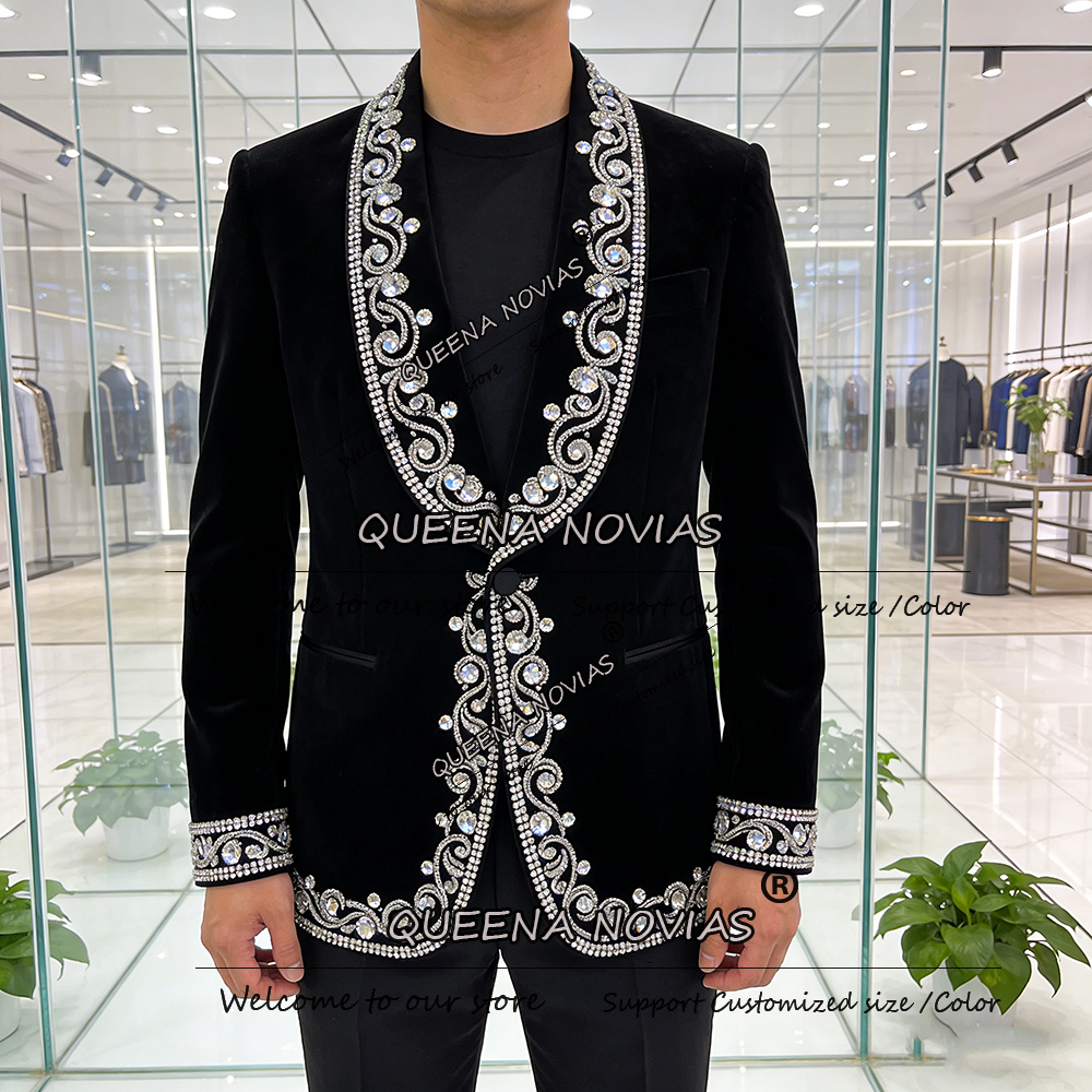 Mens Fashion Trajes - Exclusive Diamond Beading Suit Men Plus