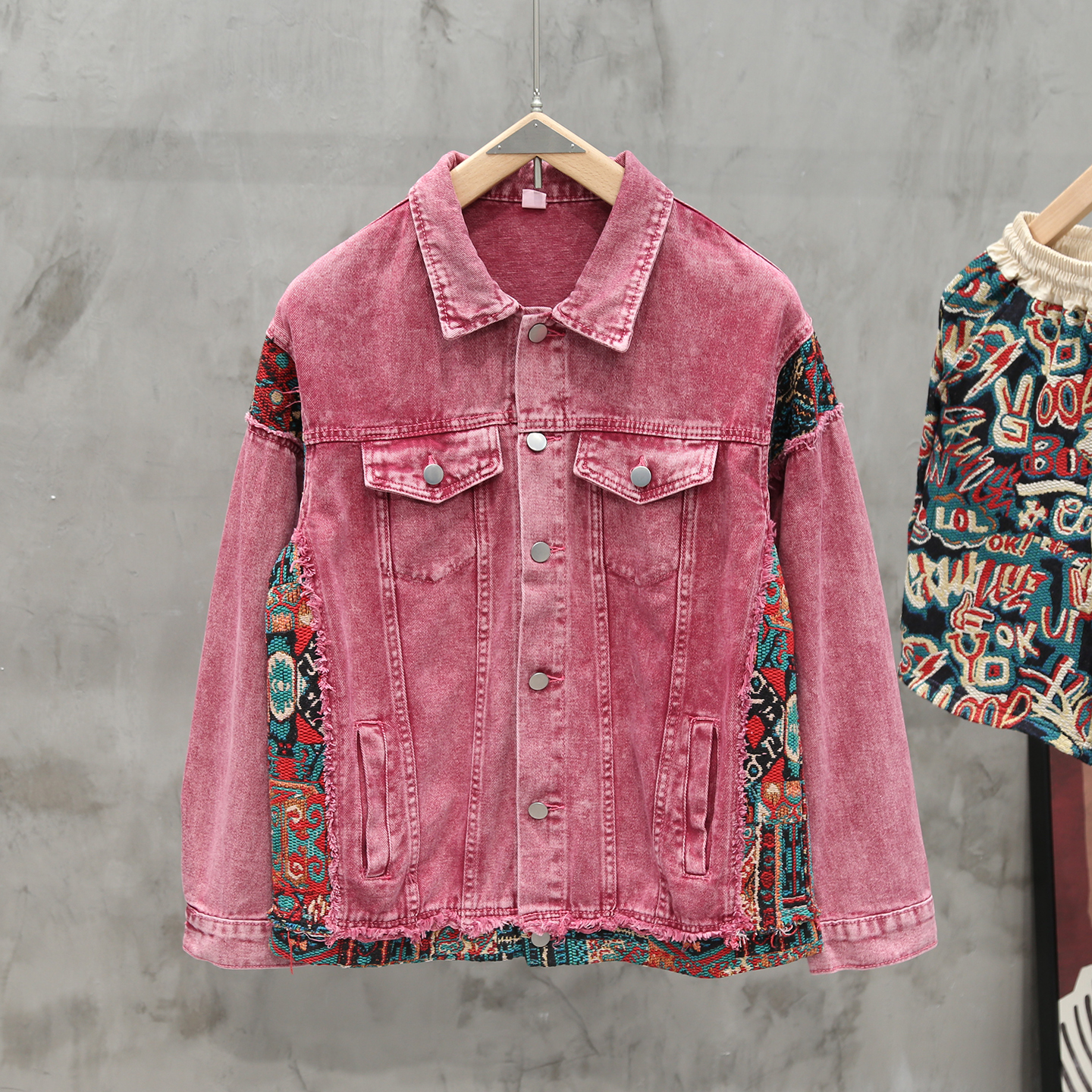 Mens Fashion Denim Jacket - Bohemian Style Patchwork Denim Jacket For