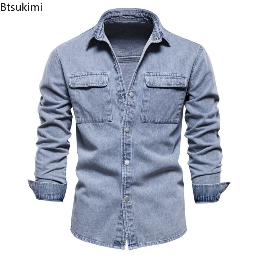 Spring Autumn Men's Fashion Sl – Jeans Shirt Fashion For Men recenzja i cena