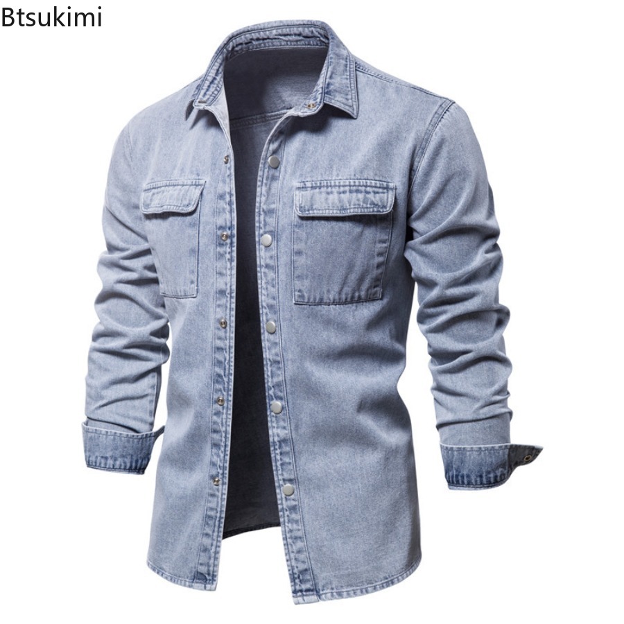Spring Autumn Men's Fashion Sl – Jeans Shirt Fashion For Men recenzja i cena