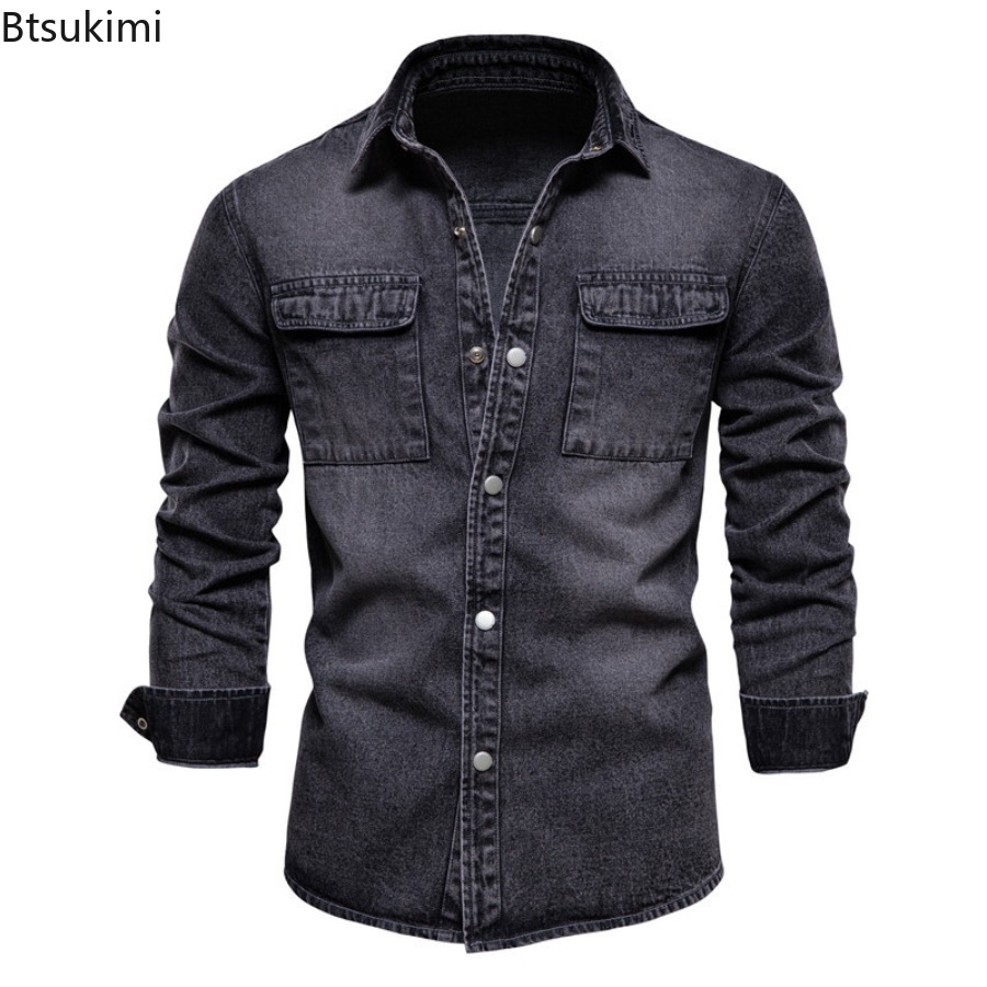 Spring Autumn Men's Fashion Sl – Jeans Shirt Fashion For Men recenzja i cena