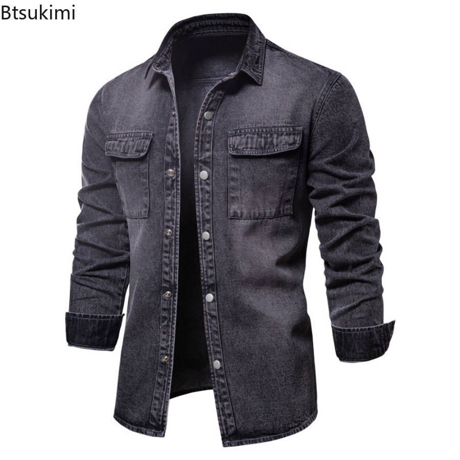 Spring Autumn Men's Fashion Sl – Jeans Shirt Fashion For Men recenzja i cena