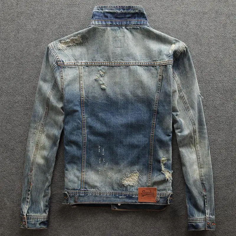 Ripped Casual Slim Men's Denim – Mens Fashion Denim Jacket recenzja i cena