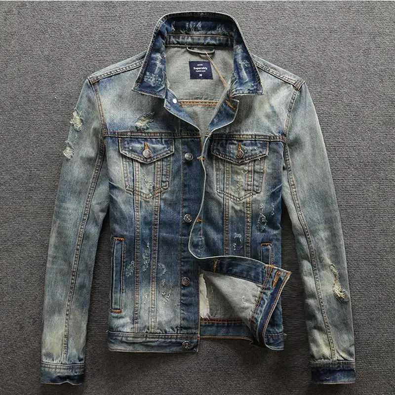 Ripped Casual Slim Men's Denim – Mens Fashion Denim Jacket recenzja i cena