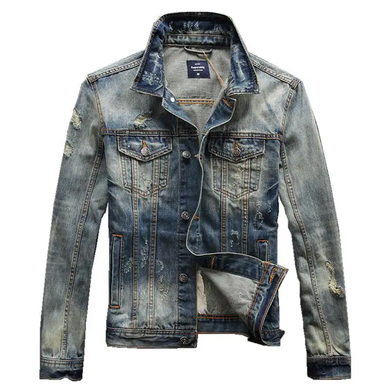 Ripped Casual Slim Men's Denim – Mens Fashion Denim Jacket recenzja i cena