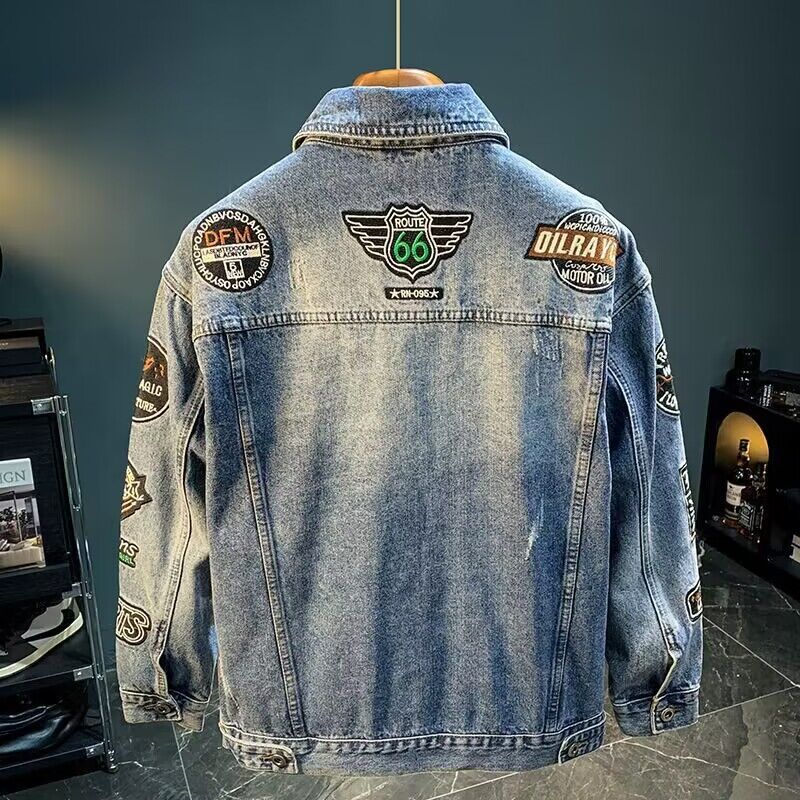 Men High Street Embroidery Pat – Mens Fashion Denim Jacket recenzja i cena