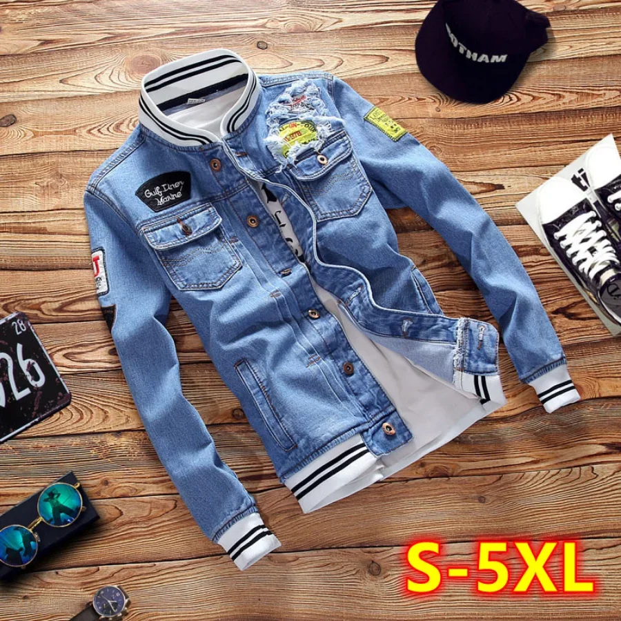 New 2026 Men's Denim Jackets F – Mens Fashion Bomber Jacket recenzja i cena