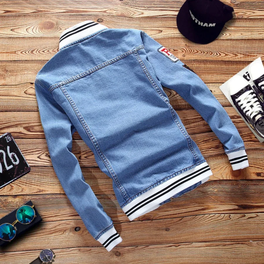 New 2026 Men's Denim Jackets F – Mens Fashion Bomber Jacket recenzja i cena