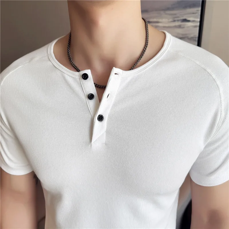 Men's Slim Fit Henley T-Shirt  – Muscle Tee Workout recenzja i cena