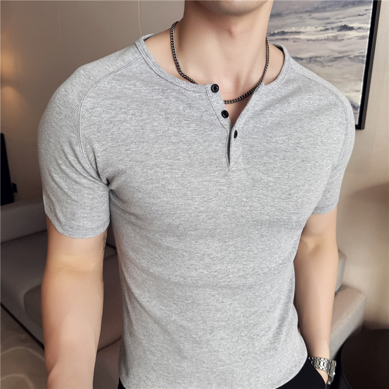 Men's Slim Fit Henley T-Shirt  – Muscle Tee Workout recenzja i cena