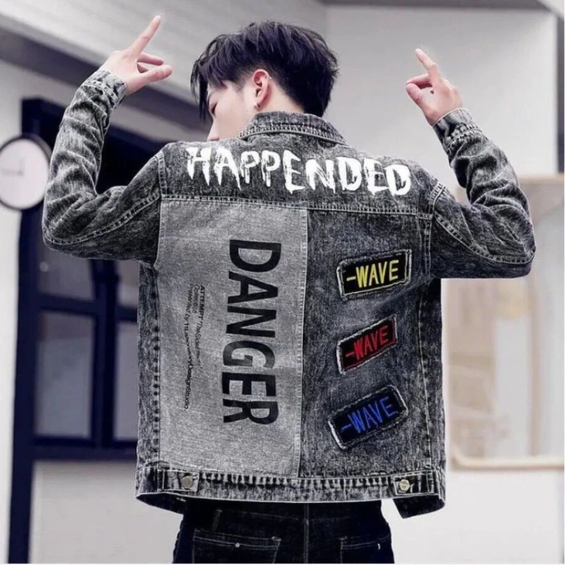 Button Hip Hop Casual Slim Sho – Mens Fashion Denim Jacket recenzja i cena