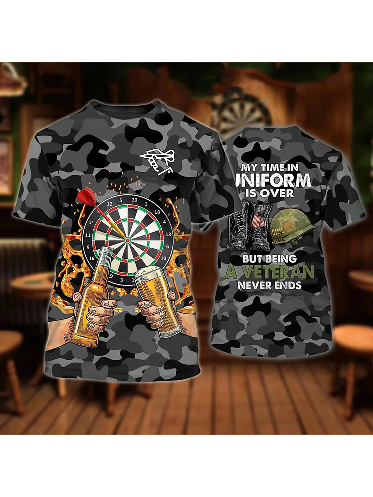 New Men's Dart Turntable 3D Pr – Men'S Fashion Oversized T Shirt recenzja i cena