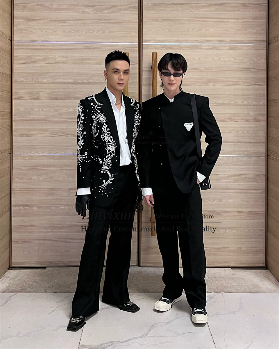 Fashion Metal Diamond Embellis – Mens Fashion Trajes recenzja i cena