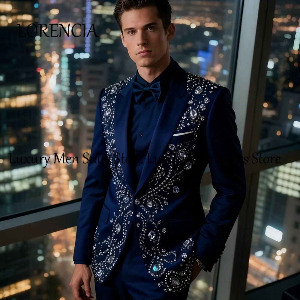 Sparkly Crystal Male Suits 2 P – Mens Fashion Trajes recenzja i cena