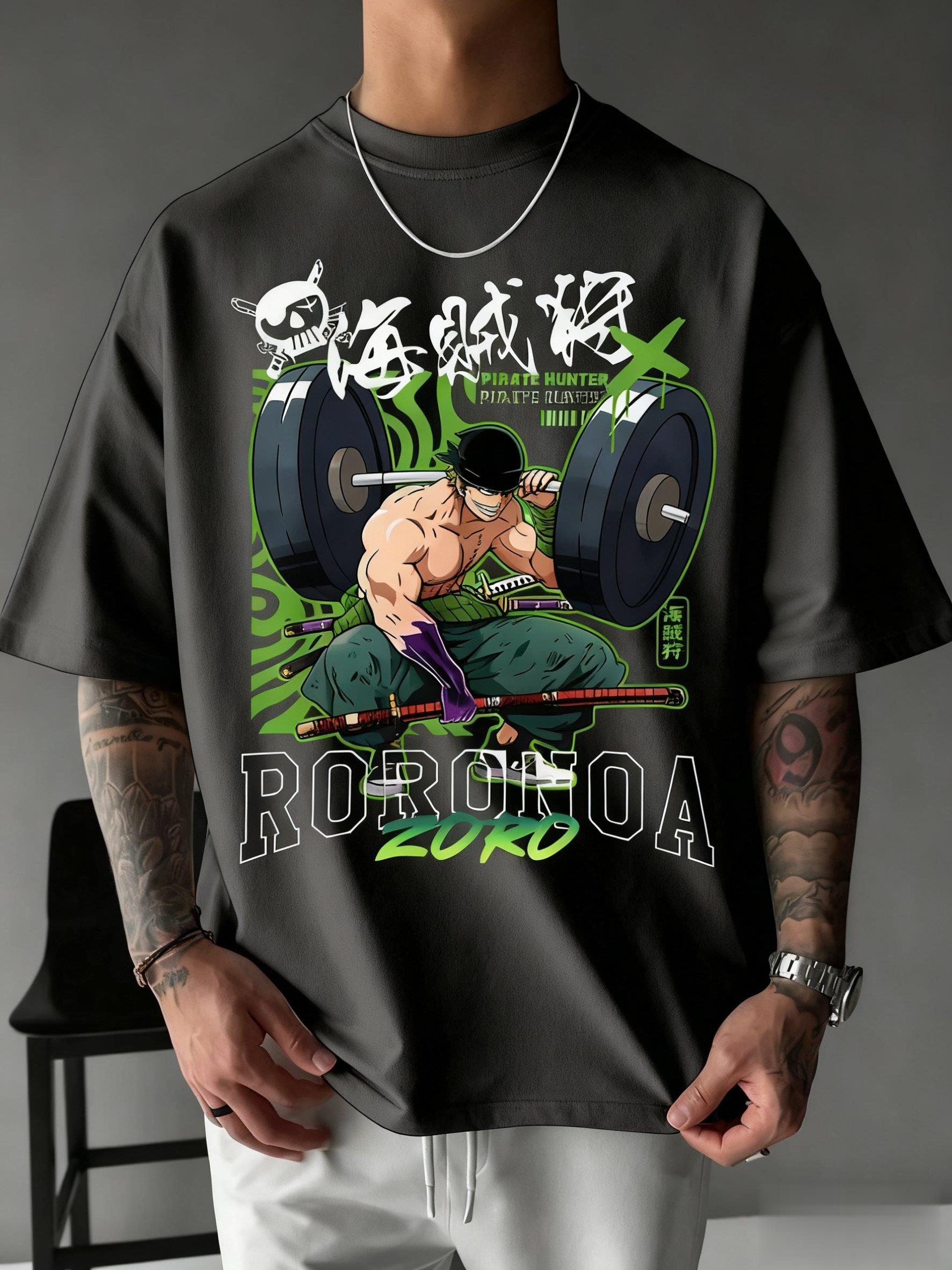 One Piece Zoro Anime Print T S – Men'S Fashion Oversized T Shirt recenzja i cena
