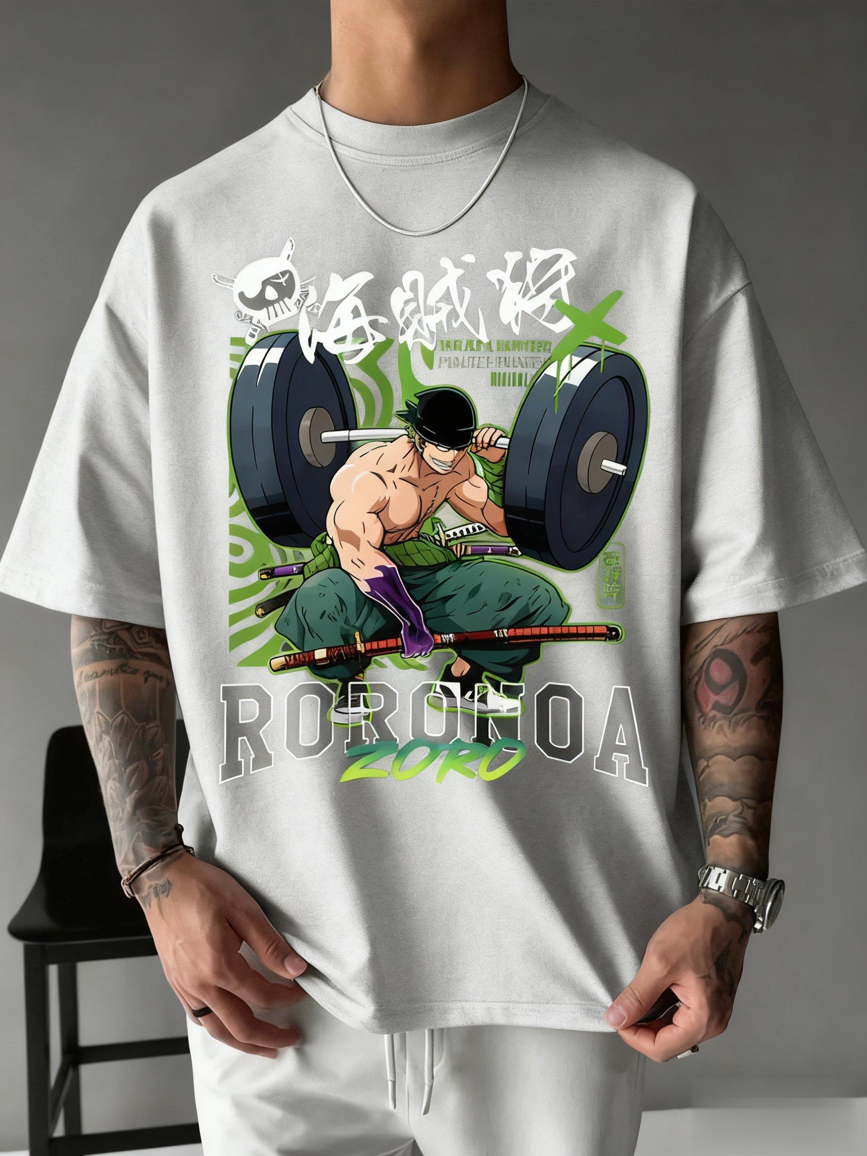 One Piece Zoro Anime Print T S – Men'S Fashion Oversized T Shirt recenzja i cena