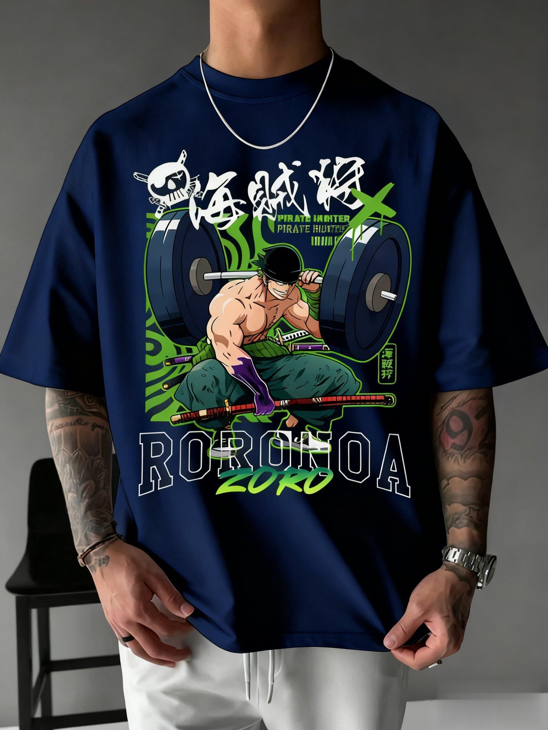 One Piece Zoro Anime Print T S – Men'S Fashion Oversized T Shirt recenzja i cena