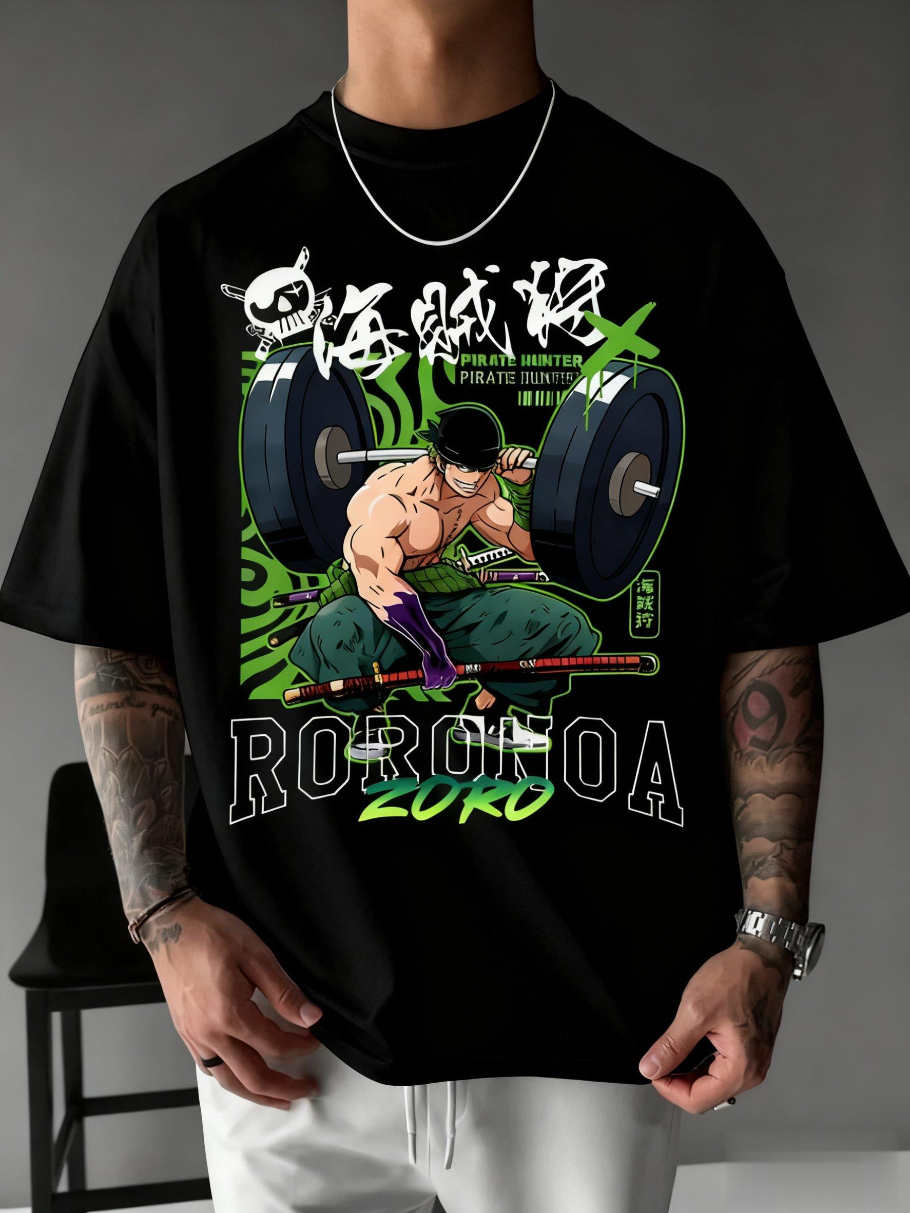 One Piece Zoro Anime Print T S – Men'S Fashion Oversized T Shirt recenzja i cena
