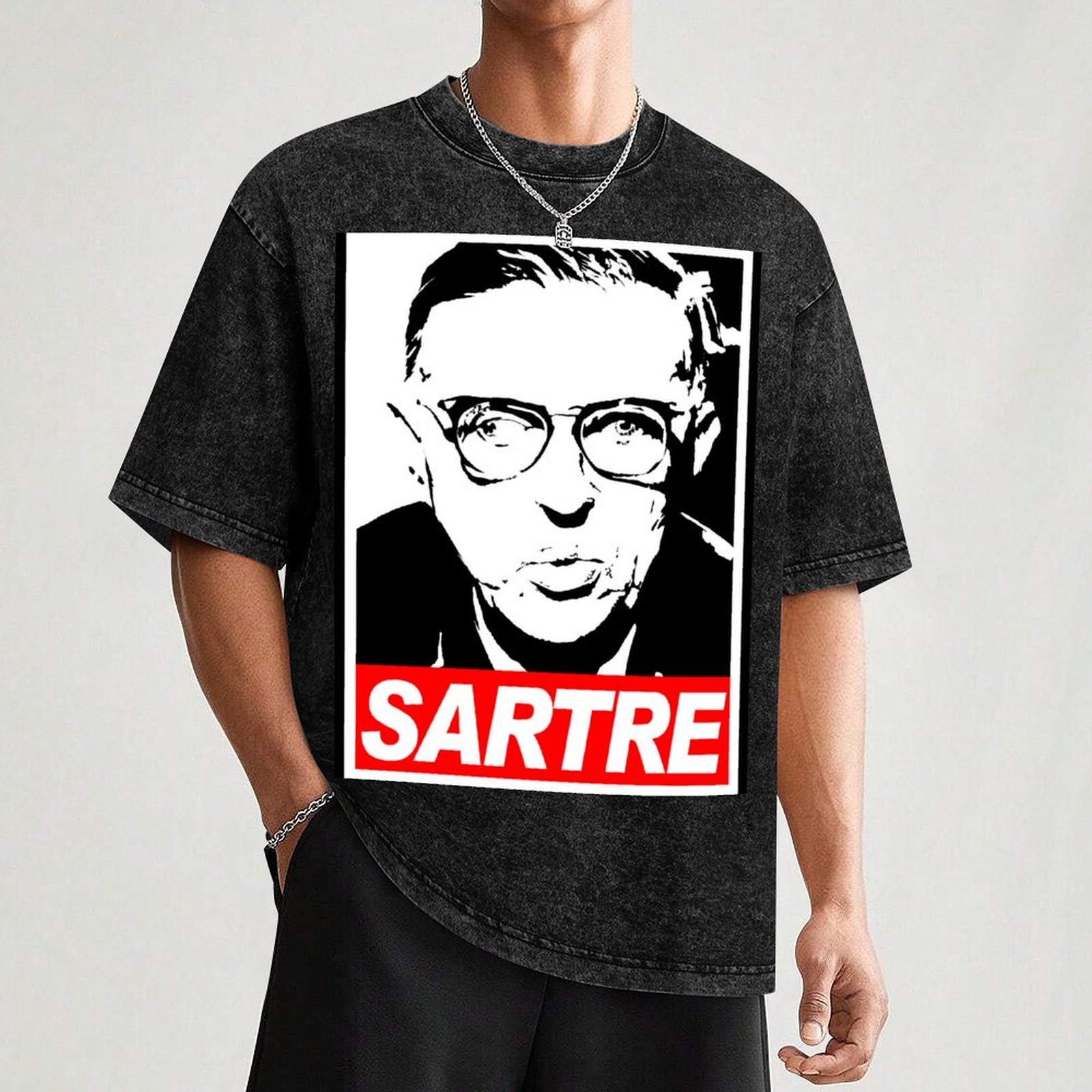 Jean-Paul Sartre T-Shirt Fashi – Jeans Shirt Fashion For Men recenzja i cena