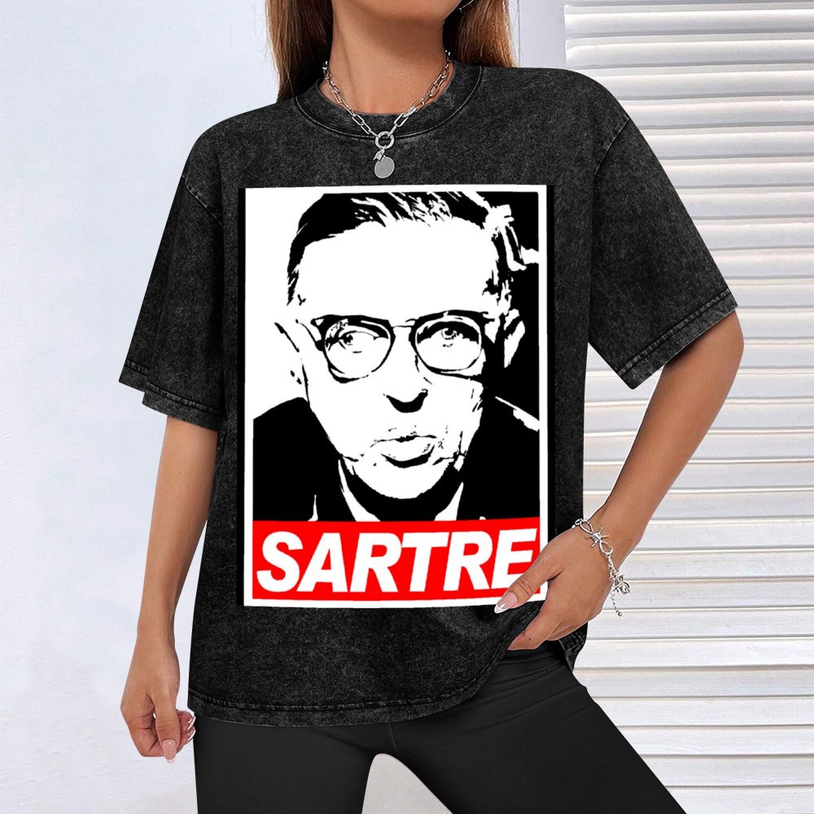 Jean-Paul Sartre T-Shirt Fashi – Jeans Shirt Fashion For Men recenzja i cena