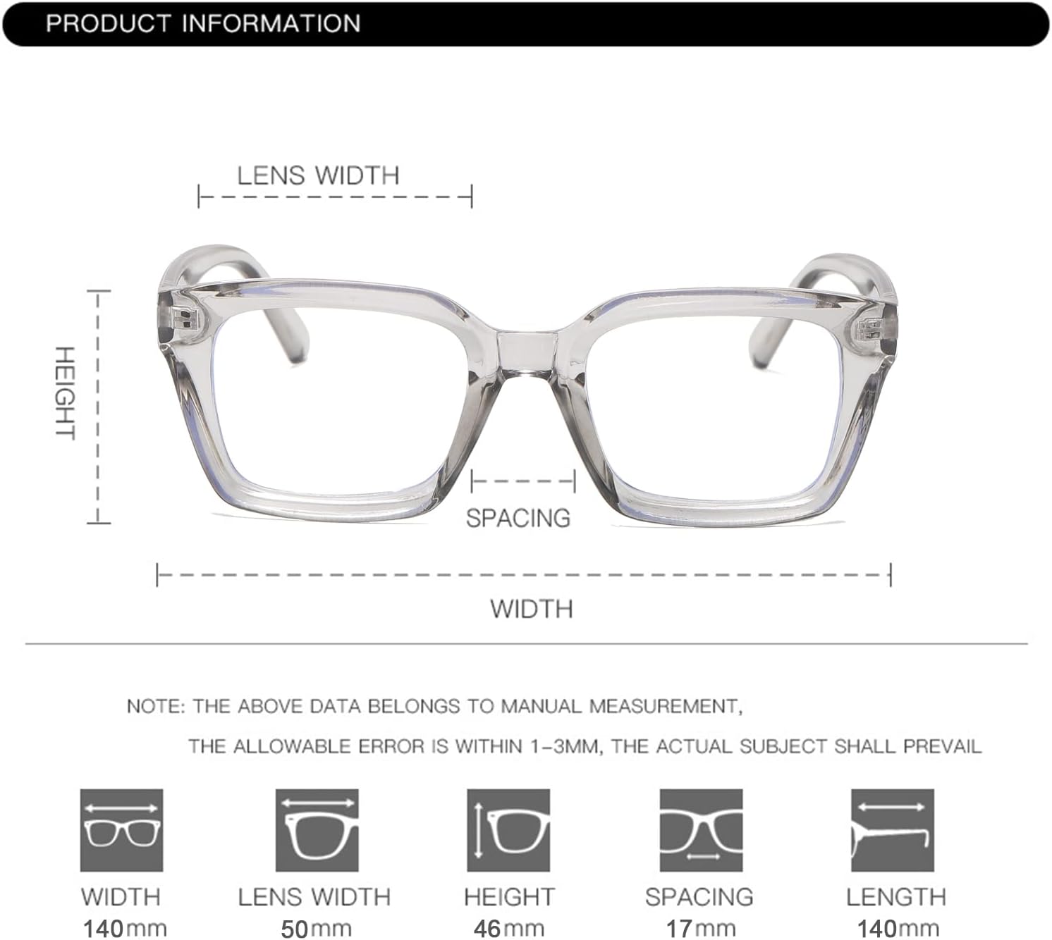 EYLRIM Classic Thick Square Fr – Men'S Fashion Non Prescription Glasses recenzja i cena