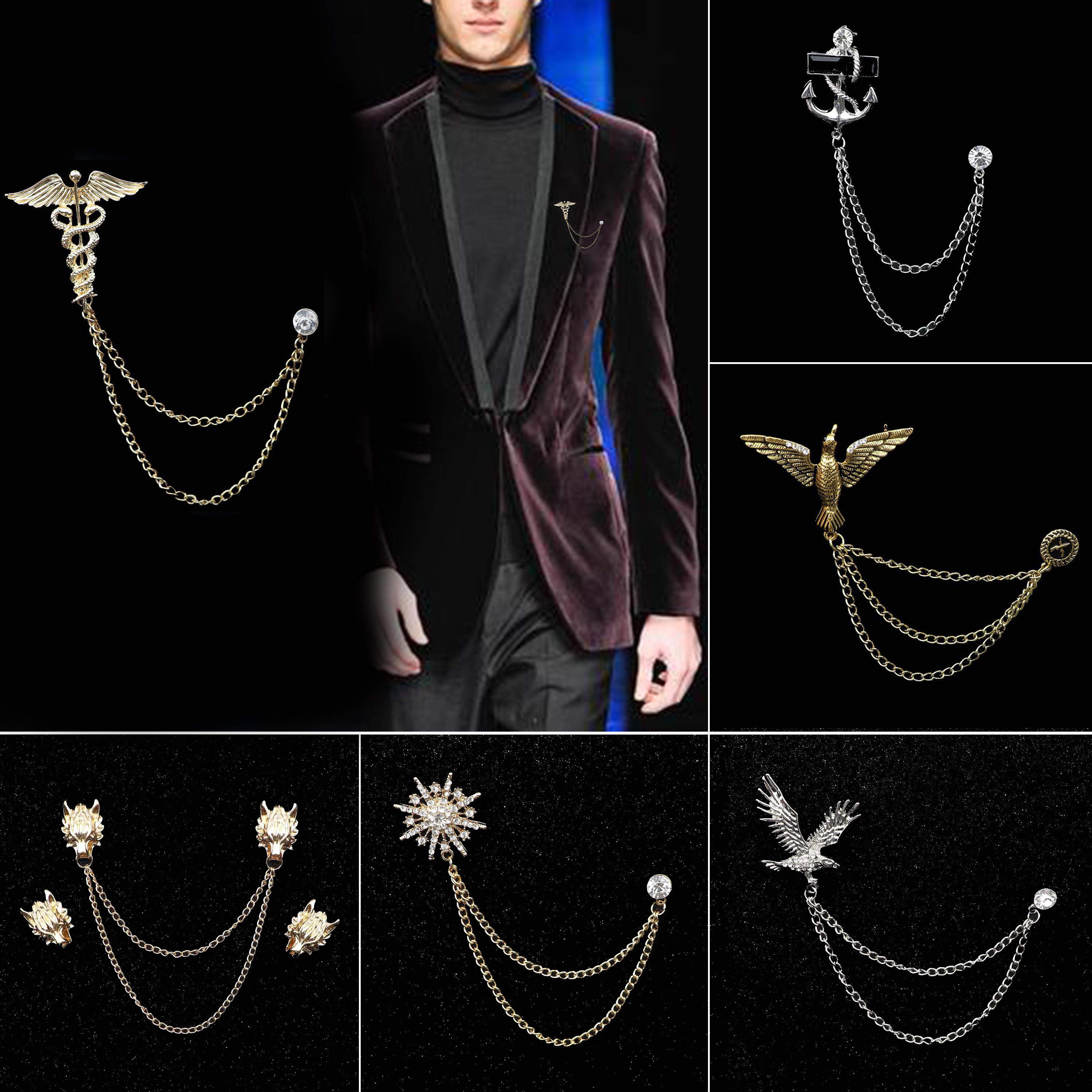 Mens Chain Brooches Delicate V – Jeans Shirt Fashion For Men recenzja i cena