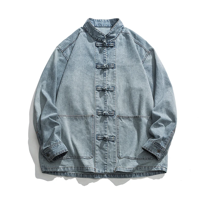 Chinese Style Denim Jacket Men – Mens Fashion Denim Jacket recenzja i cena