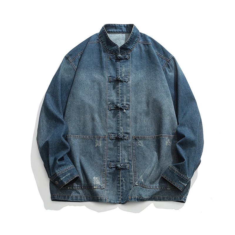 Chinese Style Denim Jacket Men – Mens Fashion Denim Jacket recenzja i cena