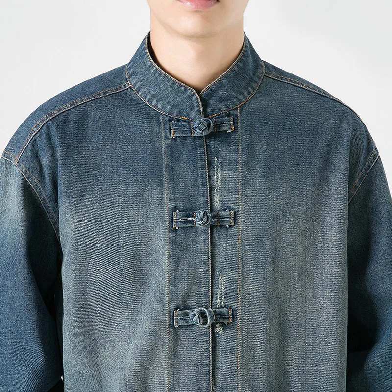 Chinese Style Denim Jacket Men – Mens Fashion Denim Jacket recenzja i cena