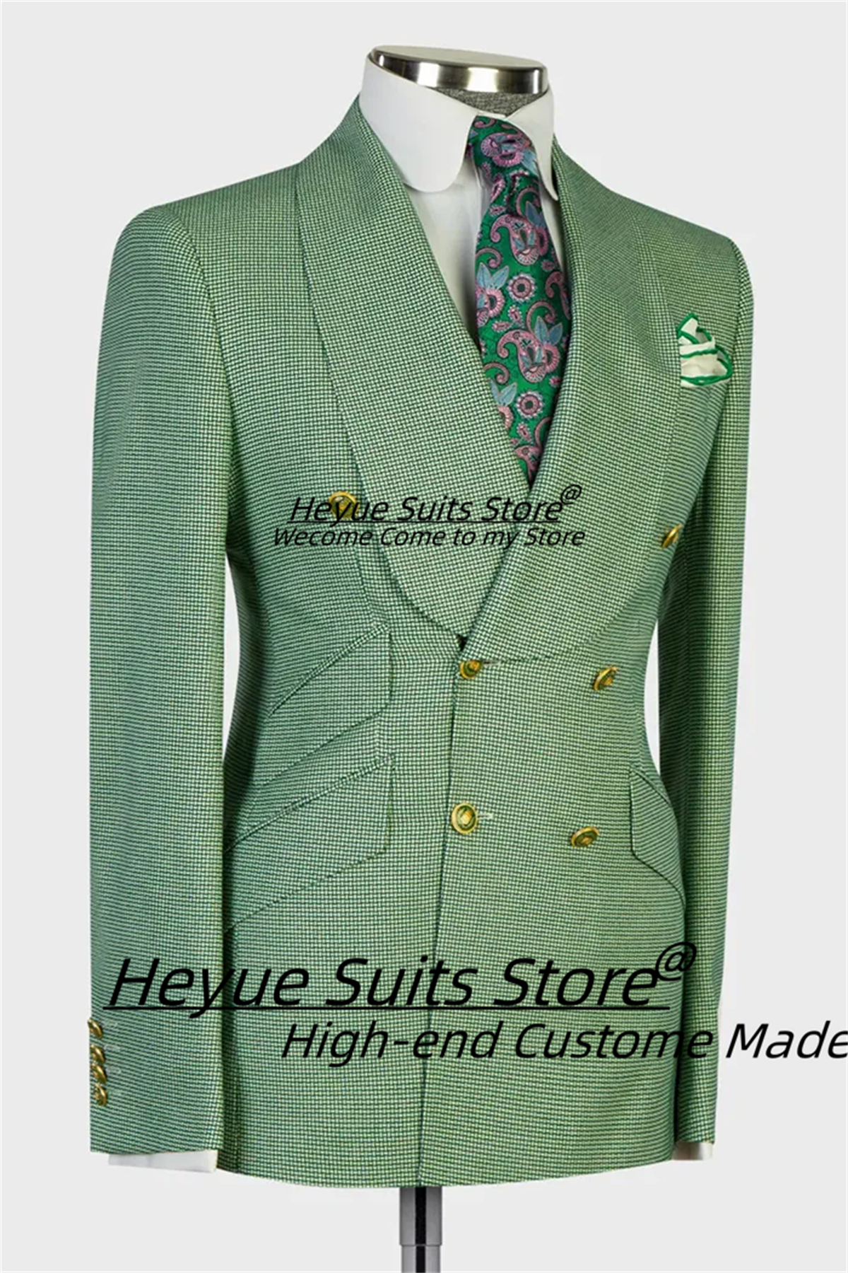 Fashion Green Double Breasted  – Mens Fashion Trajes recenzja i cena