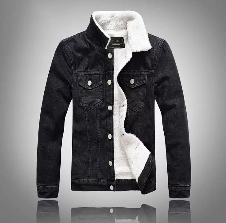 Autumn Winter Men's Fleece Lin – Mens Fashion Denim Jacket recenzja i cena