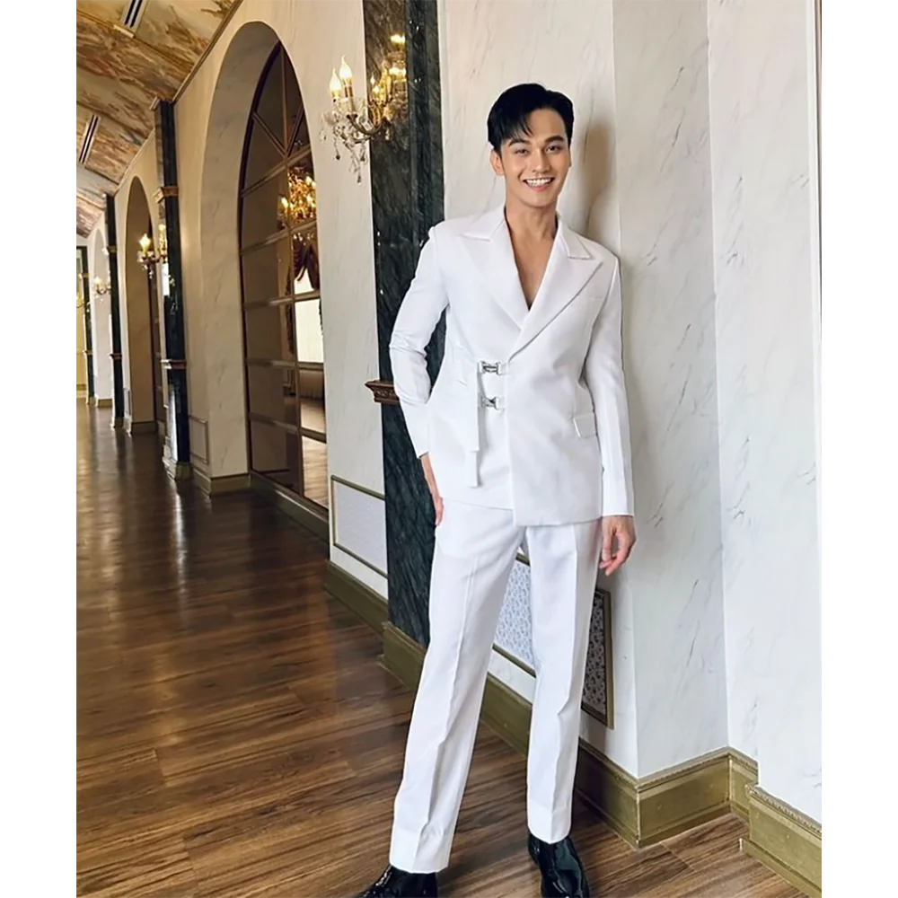 Chic White High-quality Men Su – Mens Fashion Trajes recenzja i cena