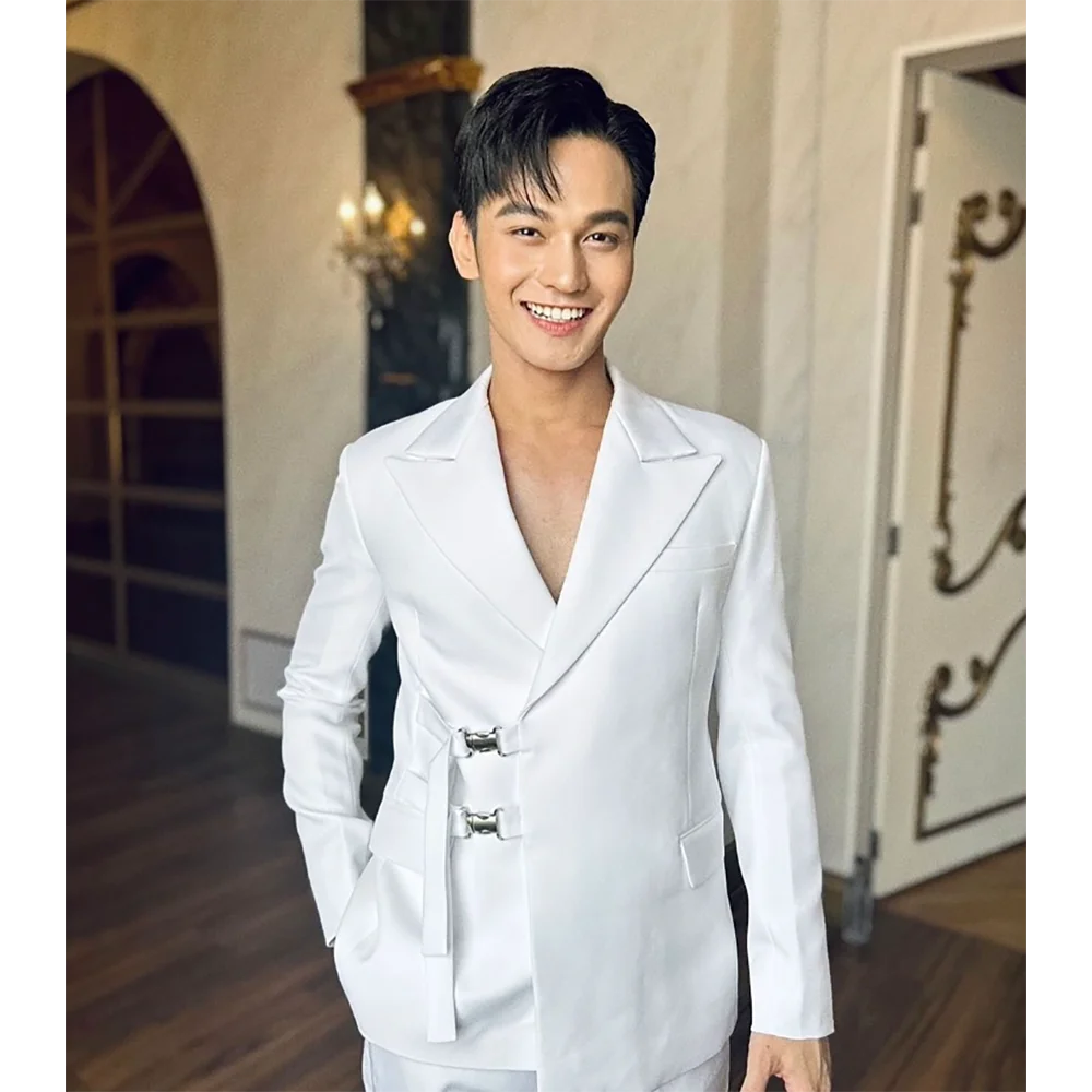 Chic White High-quality Men Su – Mens Fashion Trajes recenzja i cena