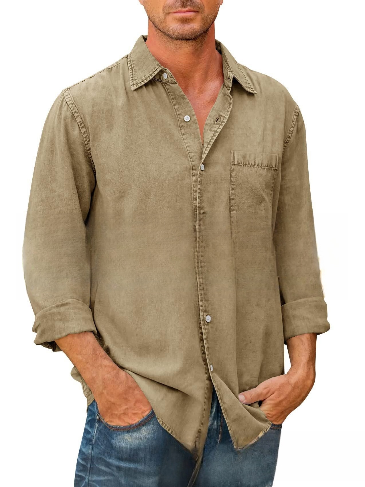 Men Shirts Cotton Denim Long S – Jeans Shirt Fashion For Men recenzja i cena