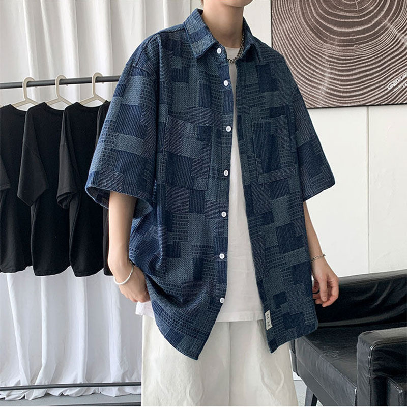 Men's Short Sleeve Denim Shirt – Mens Fashion Denim Jacket recenzja i cena