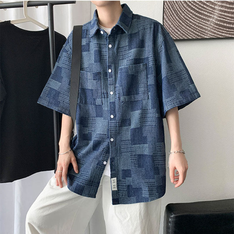 Men's Short Sleeve Denim Shirt – Mens Fashion Denim Jacket recenzja i cena