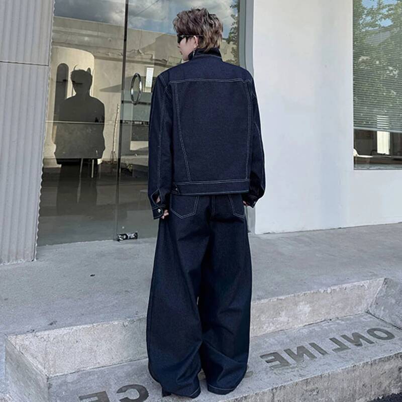 LUZHEN Denim Two-piece Sets Fa – Mens Fashion Denim Jacket recenzja i cena