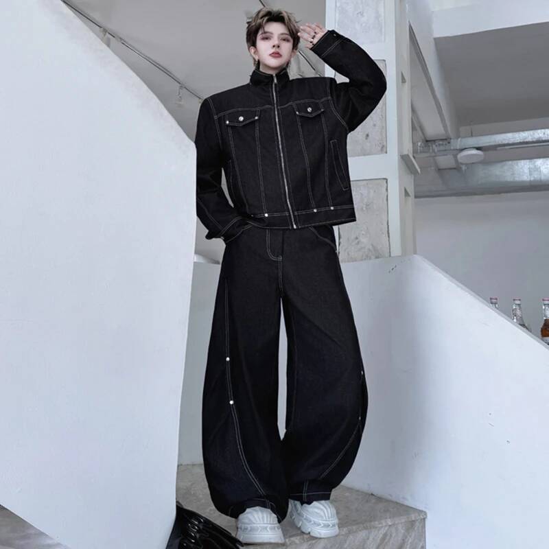 LUZHEN Denim Two-piece Sets Fa – Mens Fashion Denim Jacket recenzja i cena